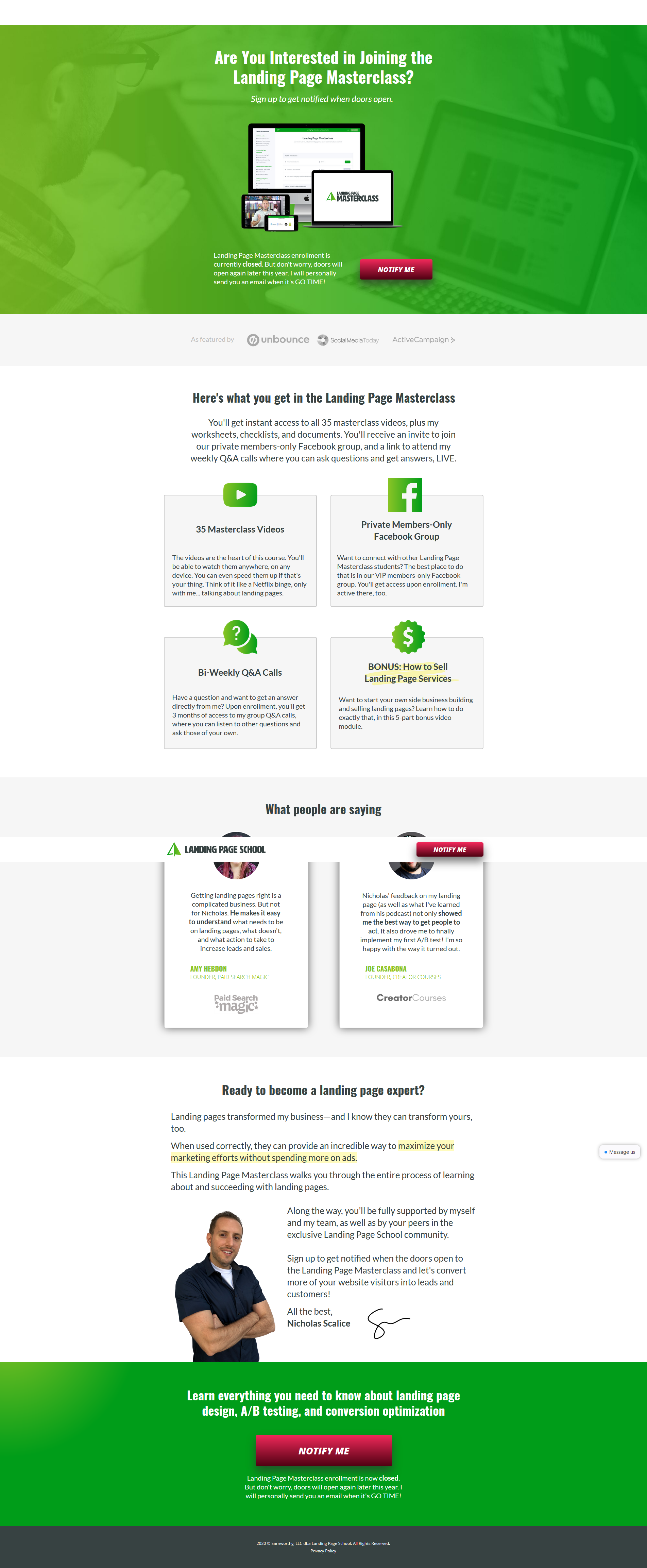 Nicholas Scalice - Landing Page Masterclass