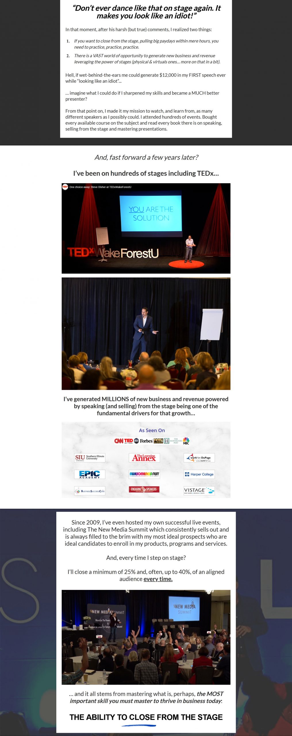 Steve Olsher - Closing From the Stage