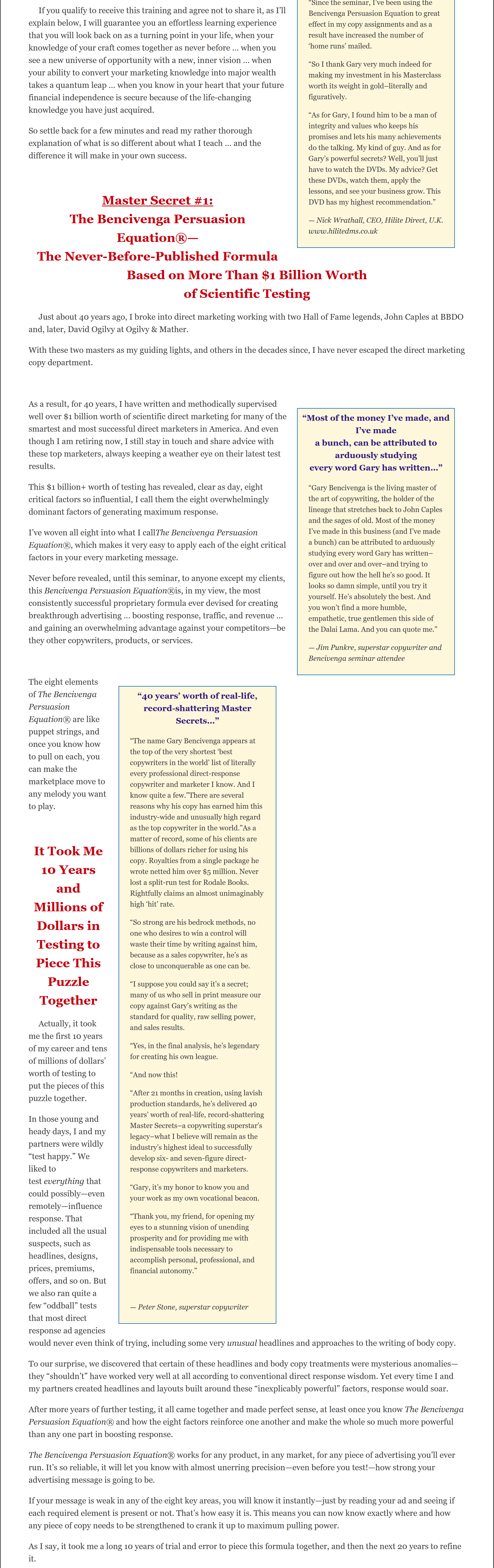 Gary Bencivenga – 7 Master Secrets Of Wealth Creation For Marketers And Copywriters
