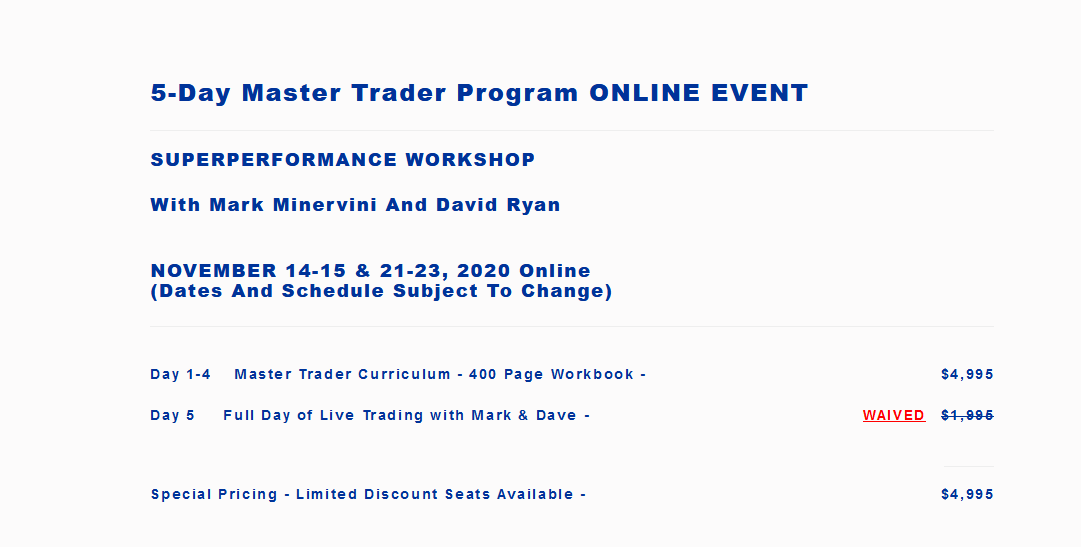 Mark Minervini – 5-Day Master Trader Program ONLINE EVENT 
