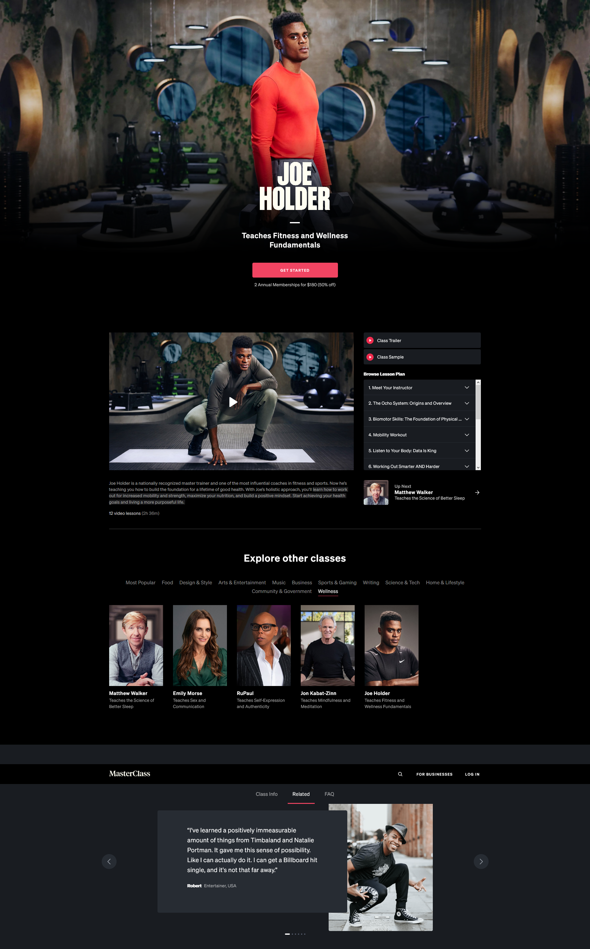 Joe Holder - Teaches Fitness and Wellness Fundamentals - MasterClass