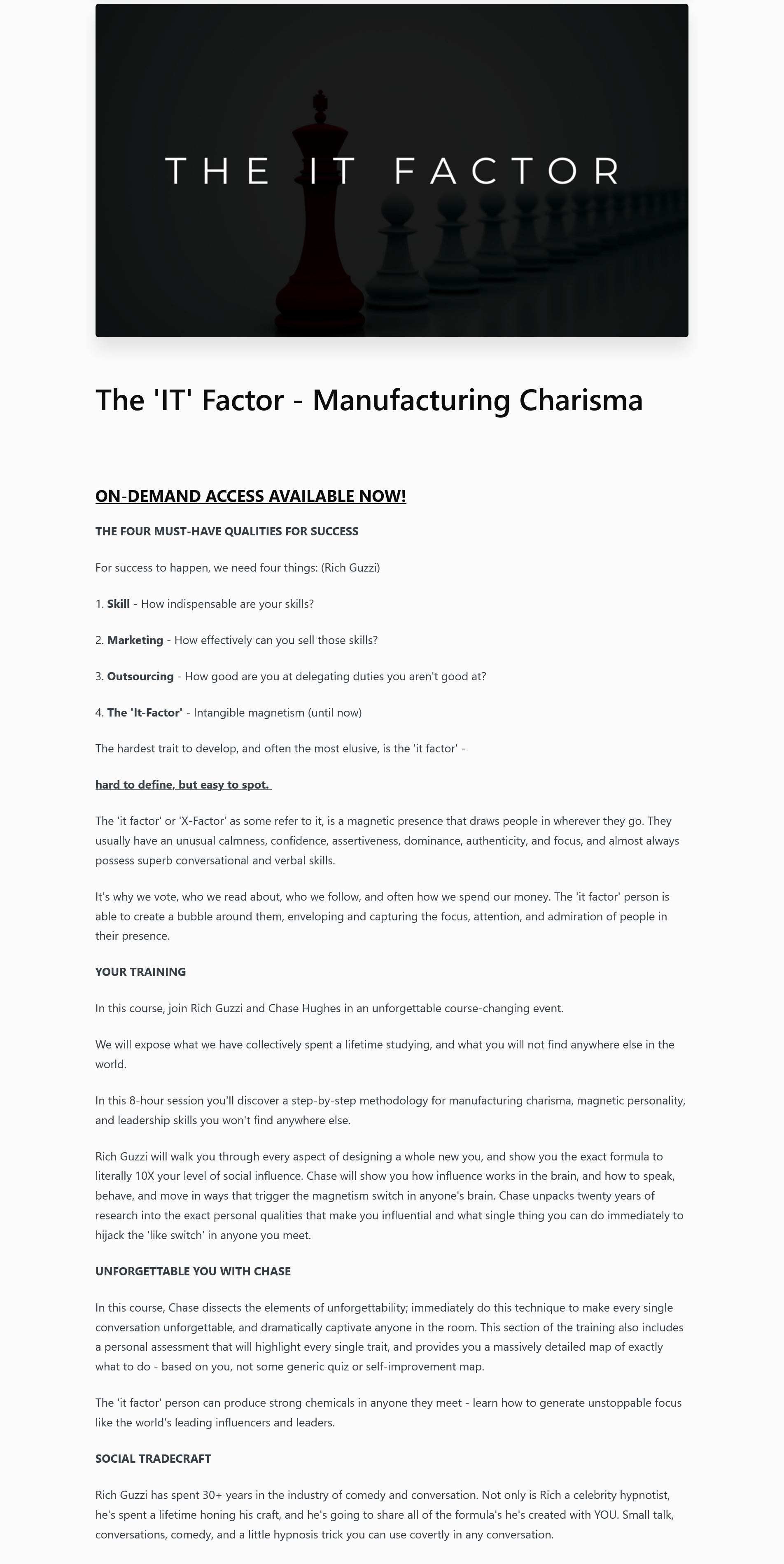  The 'IT' Factor - Manufacturing ​Charisma