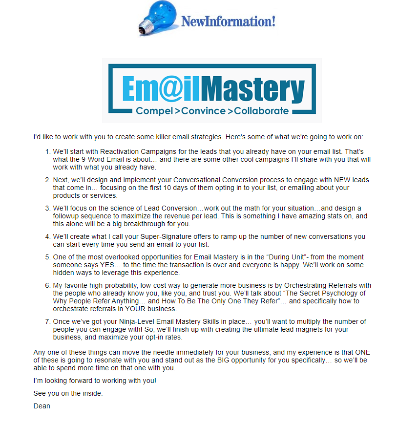 Dean Jackson – Email Lead Conversion Mastery + Bonus