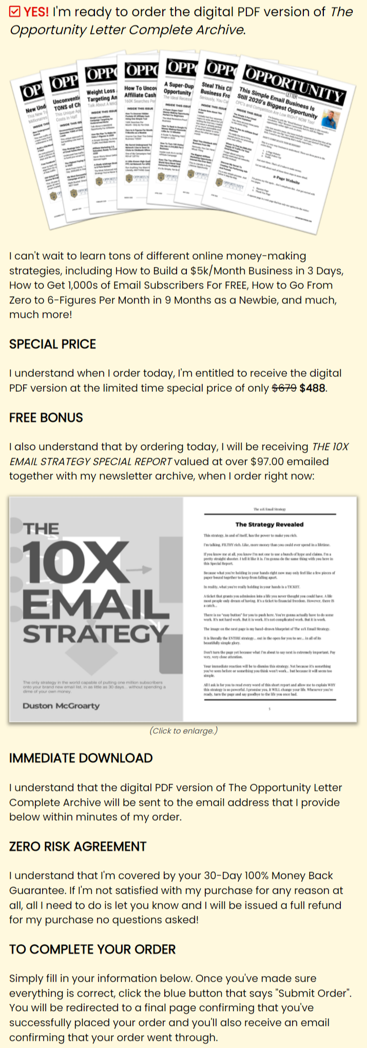 Duston Mcgroarty – The Opportunity Letter Complete Archive