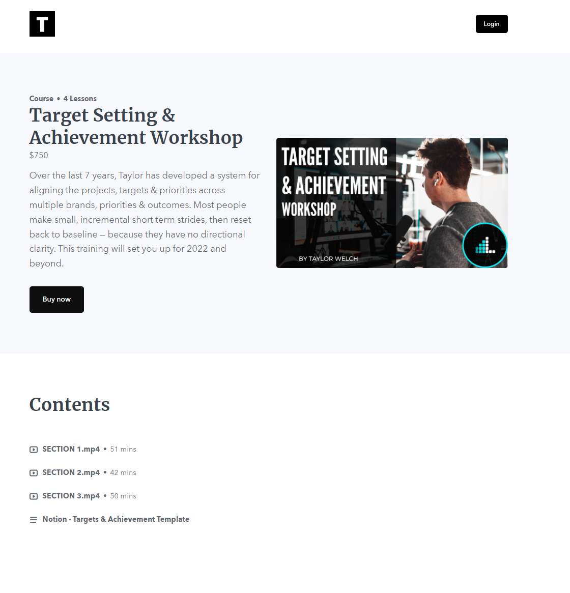 Taylor Welch – Target Setting & Achievement Workshop