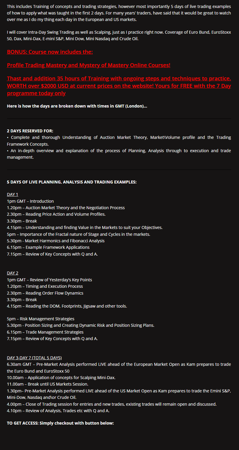 7 Day Intensive Online Trader Training Programme