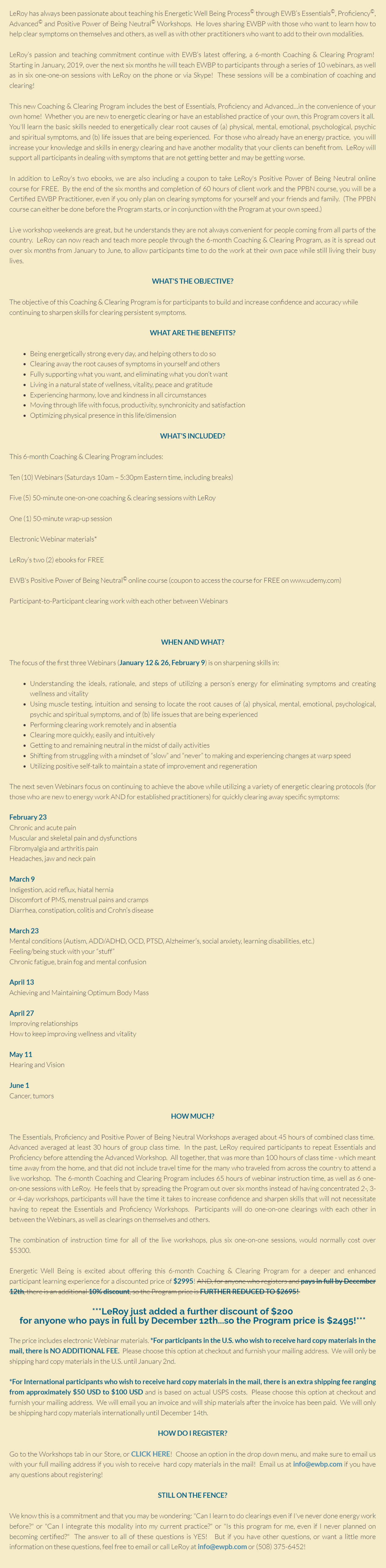 Leroy Malouf - 6 month Coaching & Clearing Program