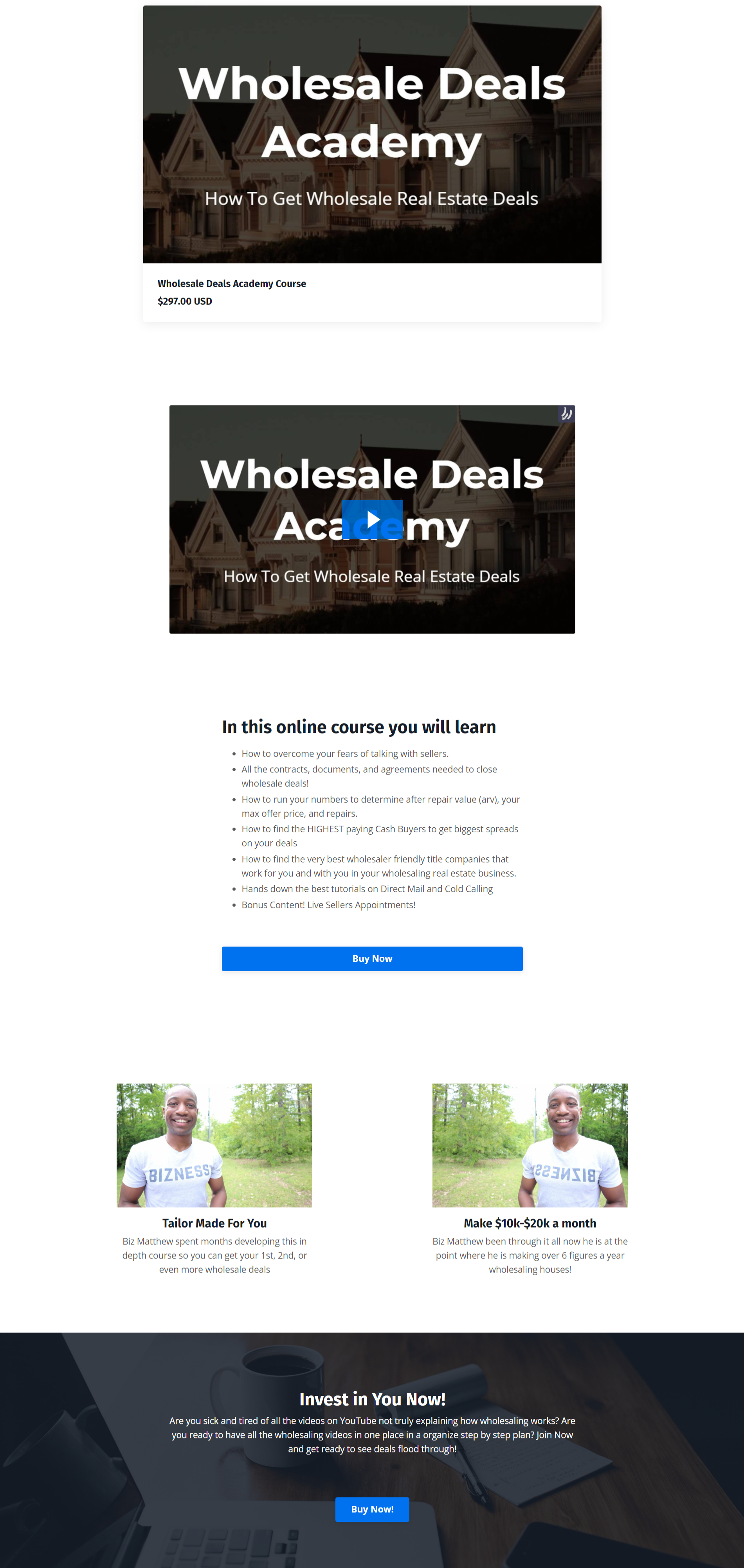 Biz Matthew - Wholesale Deals Academy Course