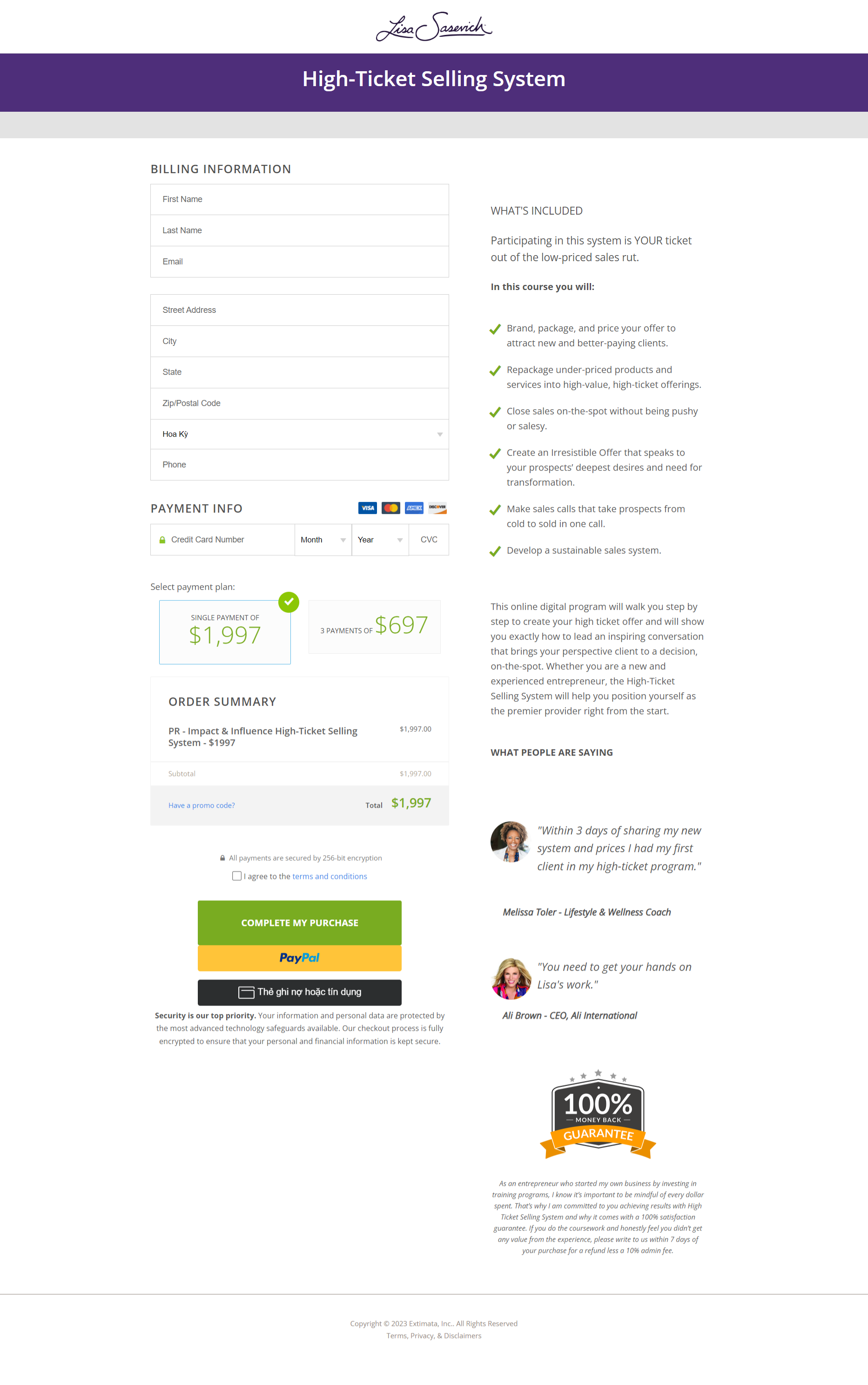 Lisa Sasevich - High Ticket Selling System 2023
