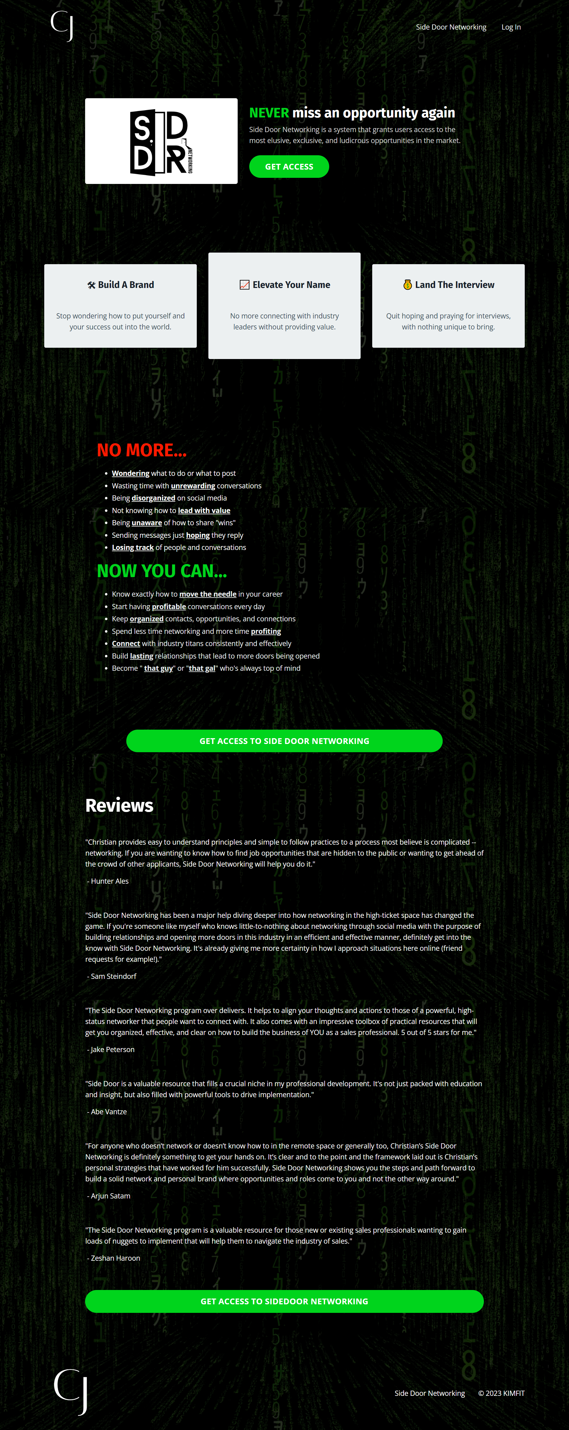 Christian Jack - Side Door Networking (Course + Tools)