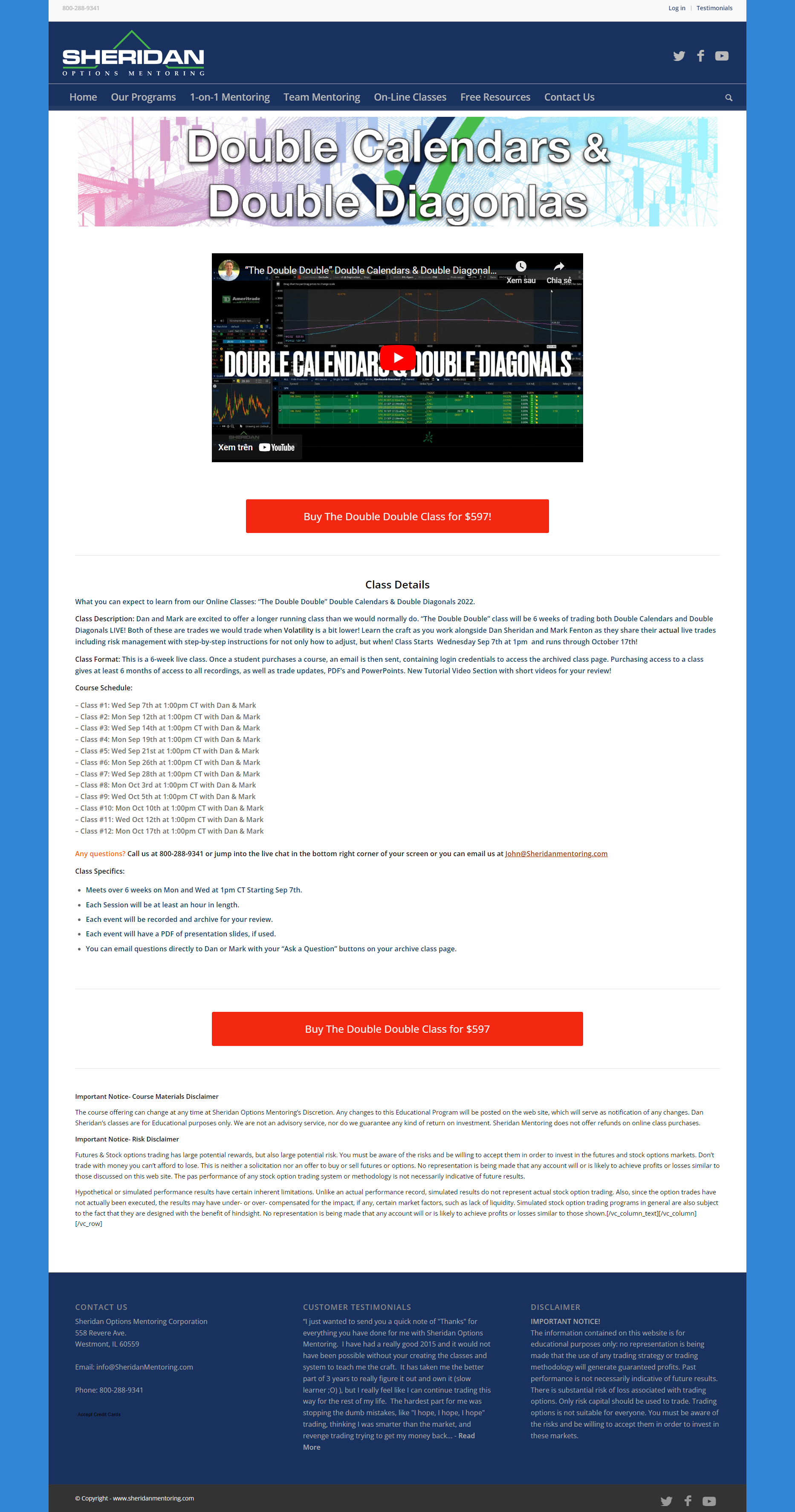 Sheridan Mentoring - Double Calendars & Double Diagonals