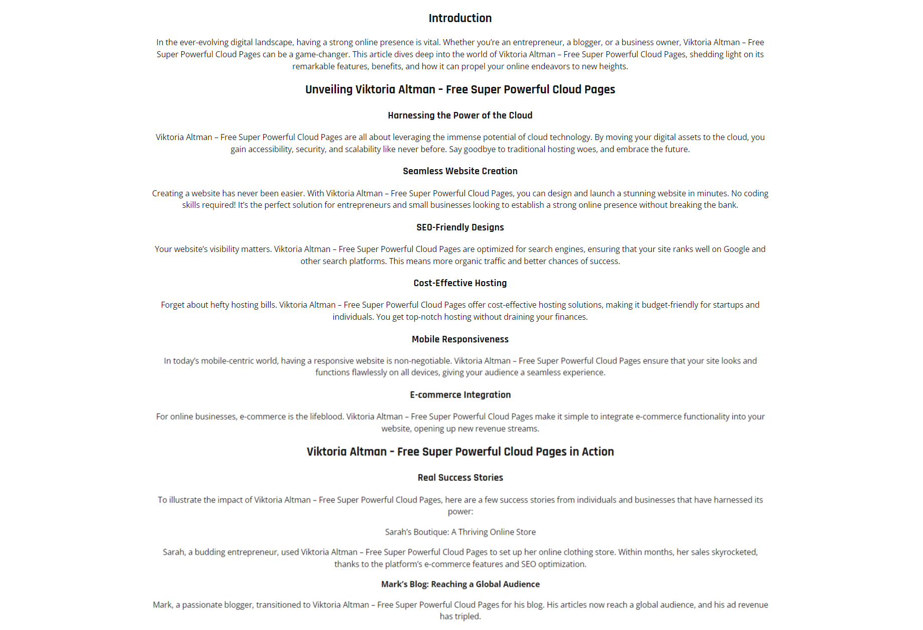 Viktoria Altman – Free Super Powerful Cloud Pages