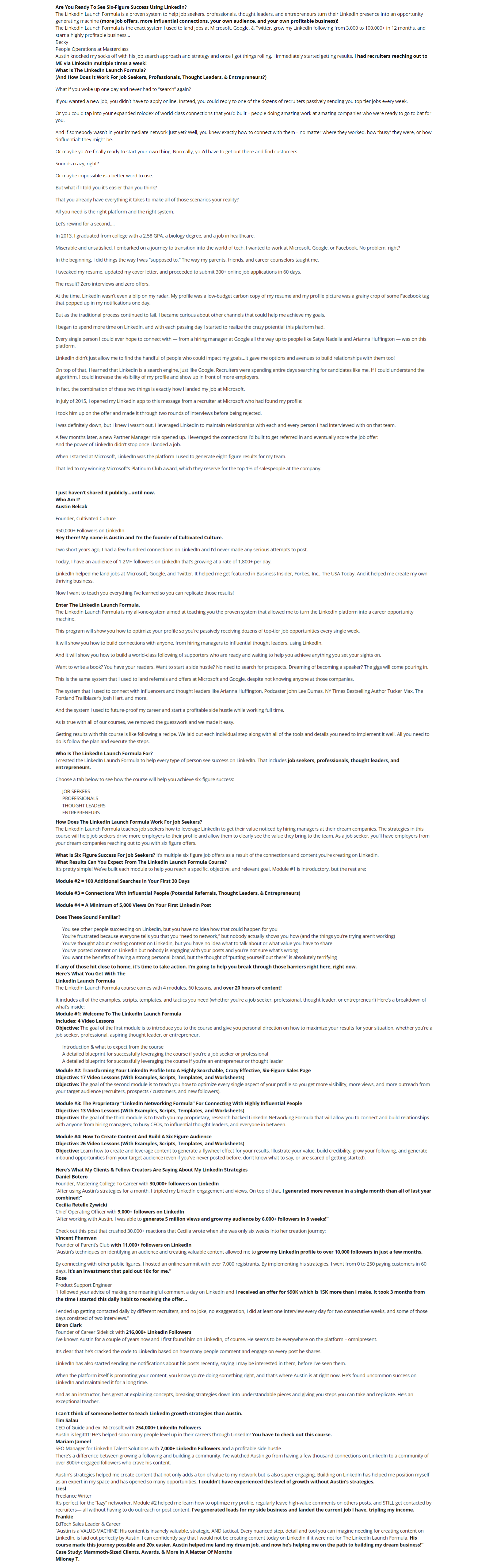 Austin Belcak - LinkedIn Launch Formula