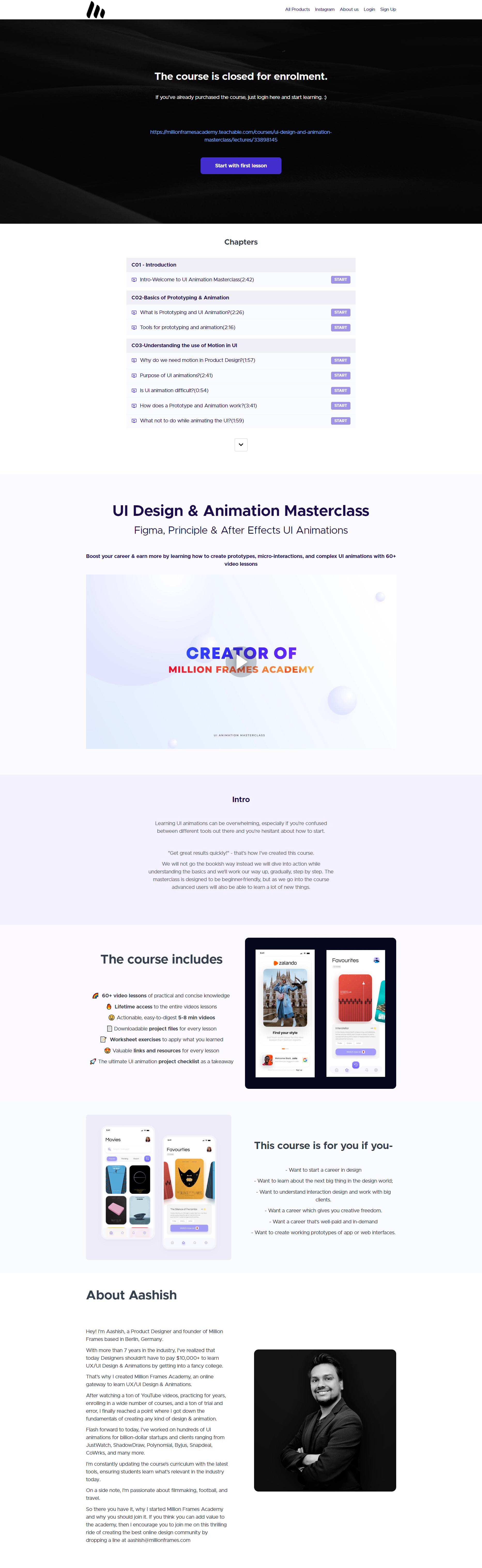 Aashish Kumar - UI Design & Animation Masterclass