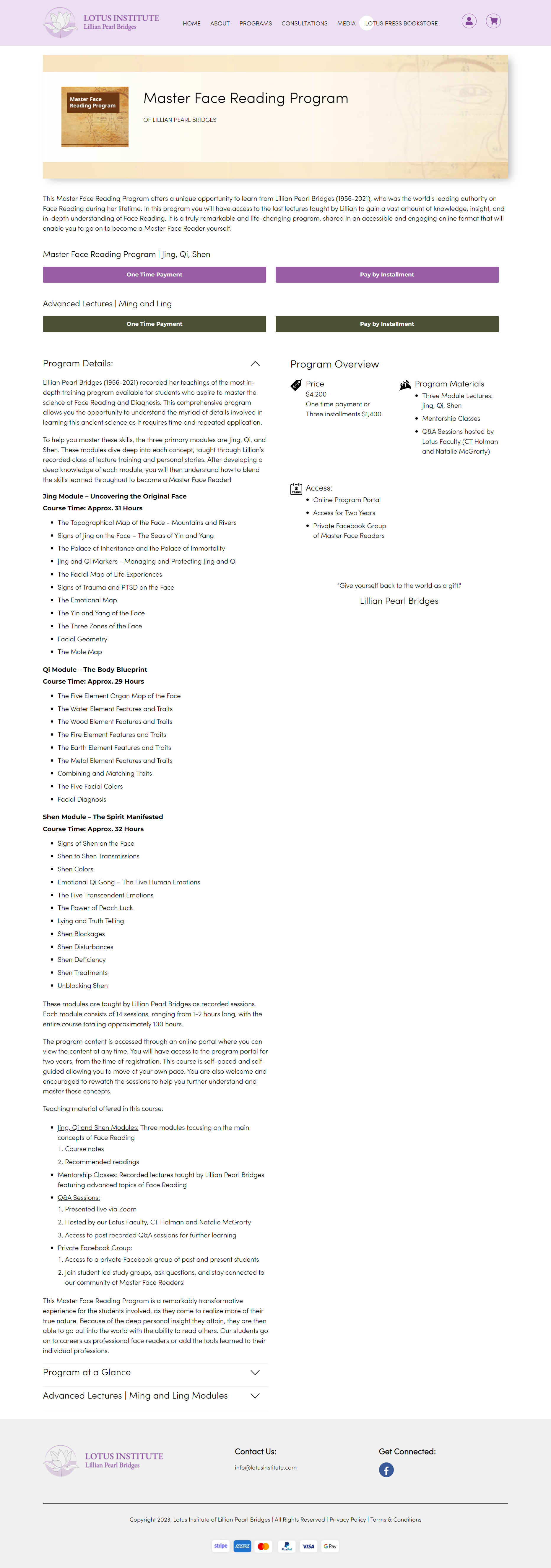Lillian Pearl Bridges – Master Face Reading Program