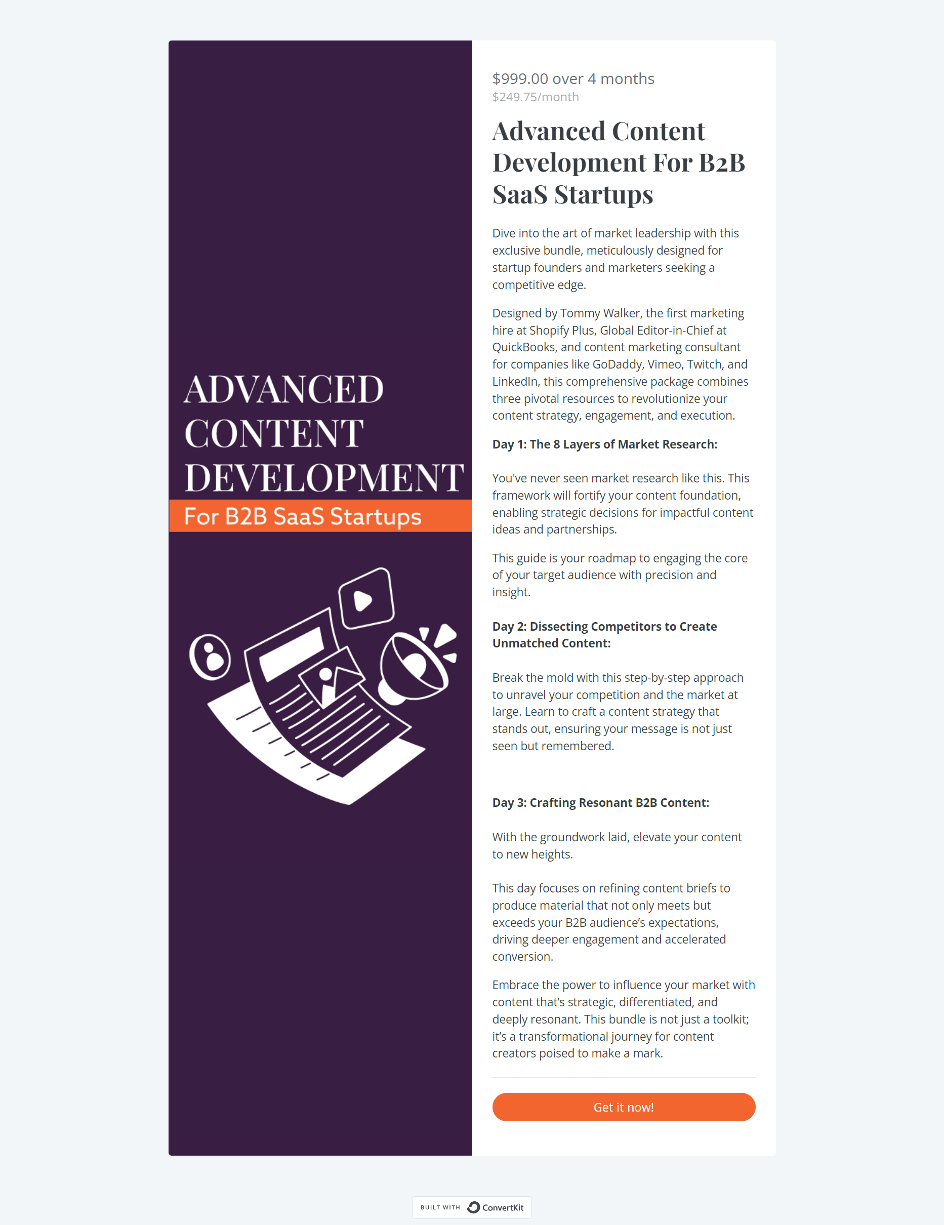 Tommy Walker – Advanced Content Marketing For Series A & B Startups Replay Bundle