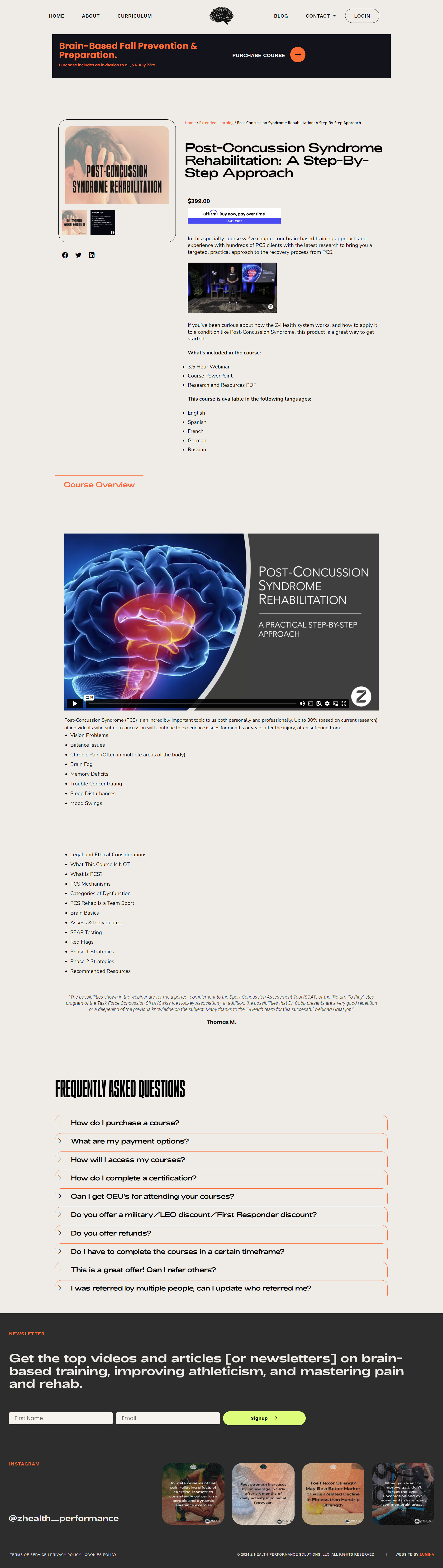 Z-Health – Post-Concussion Syndrome Rehabilitation