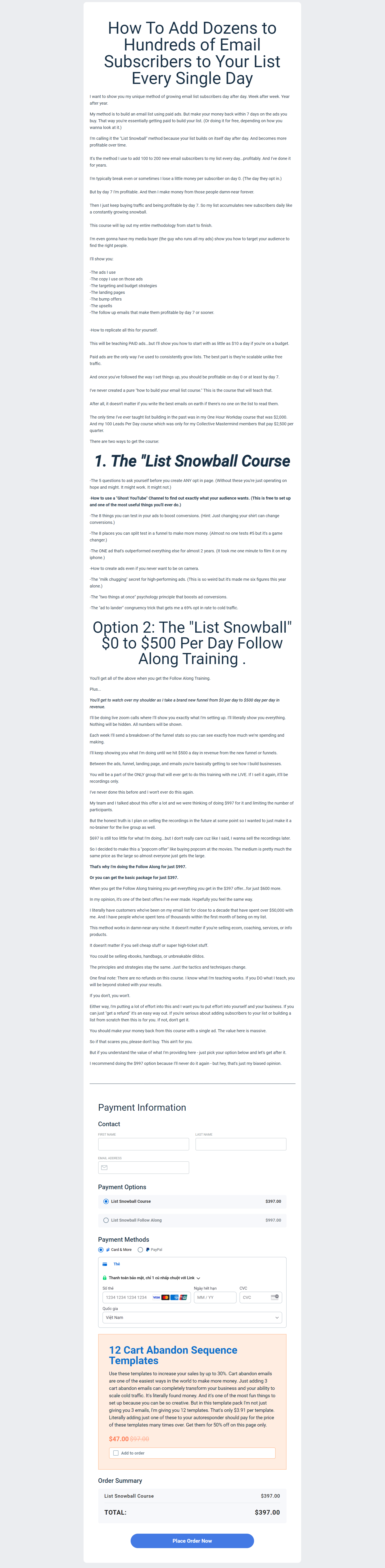 Ian Stanley – List Snowball Course + Cart Abandon Sequence Templates